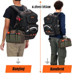 WELKINLAND 60-Pocket Electrician Backpack & Tool Bag Set, Heavy-Duty HVAC Backpack, Waterproof Wax Canvas Tool Back pack, Full-Open Mechanic Tool Back pack, Technician Backpacks