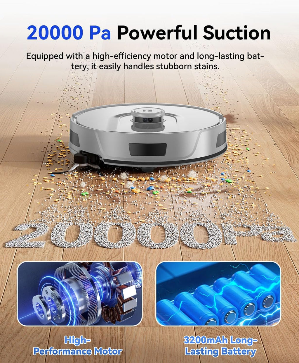 Redroad Robot Vacuum 20,000 Pa Robot Vacuum and Mop,90 Day Self Emptying Vacuum Robot,Lidar Navigation,5G/2.4GWiFi APP Aspirateur Robot,Self-Charging Robot Vacuums for Pet,Floor,Carpet Gray R11
