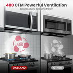 GASLAND 30 Inch Over the Range Microwave Oven, 1.9 Cu.ft. Above Stove Microwave, 11 Power Levels, One Touch Cooking, 400 CFM,1000W, Turntable, Over Stove Microwave, Two-stage Cooking, Stainless Steel