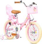 Bixike Girls Bike with Basket for Toddlers and Kids Aged 3-14 Years Old, 12 14 16 18 Inch with Training Wheels & Doll Seat, 20 Inch with Kickstand & Rear Rack, Princess Style Bicycle for Gift.