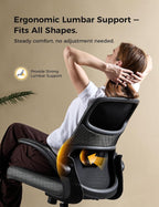 Office Chair, Mesh Ergonomic Desk Chairs, Comfy Computer Gaming Chair with Adjustable Height & Flip-up Armrest, Lumbar Support & Swivel Function for Home Office (Black)