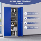 Metal Garage Storage Cabinet,Steel Storage Cabinet with Doors and Adjustbale Shelves,Lockable Tool Cabinet for Garage,Basement,Home Office,School