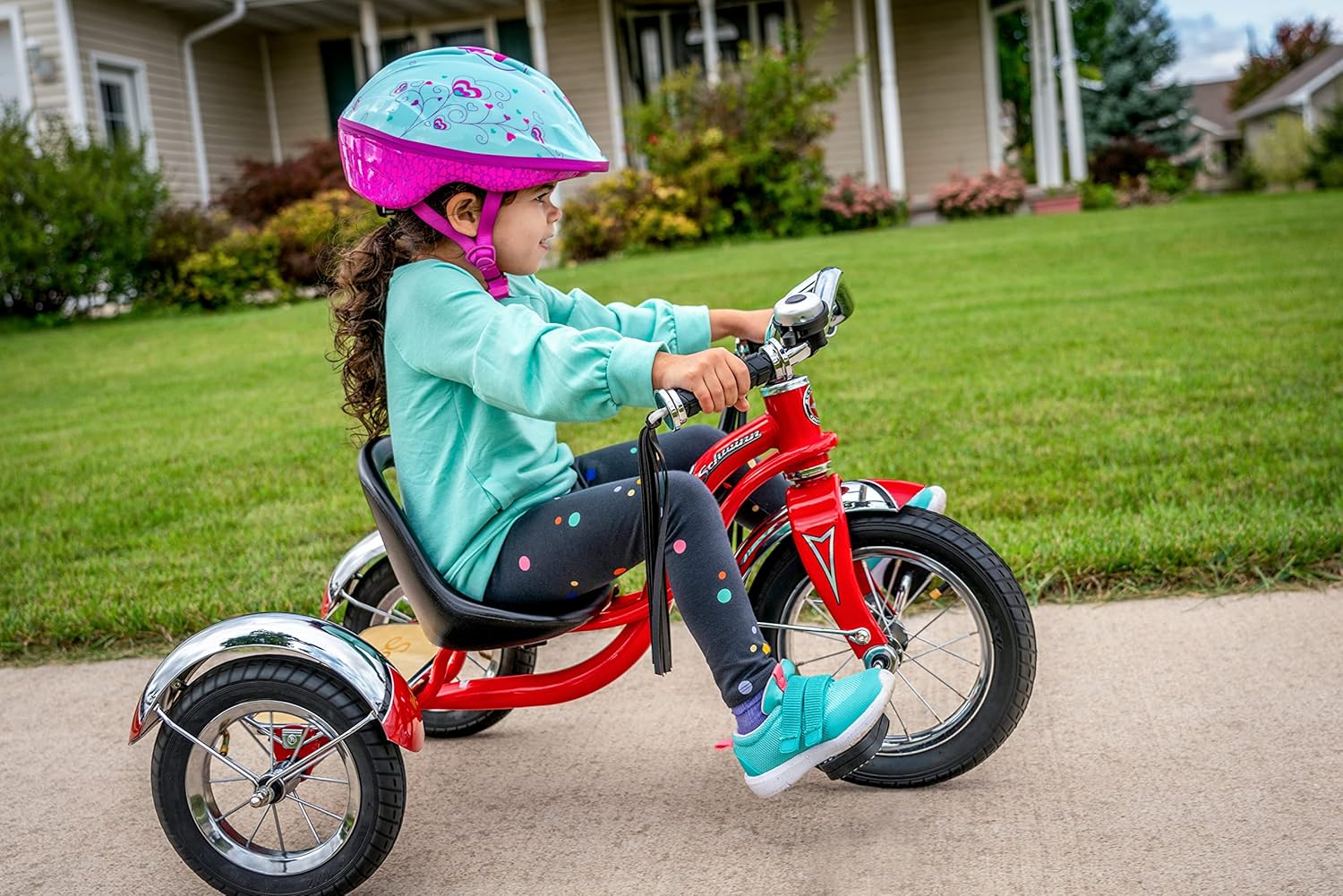 Schwinn Roadster Tricycle, 12 Inch Front Wheel Bike for Kids Ages 2-4, Low Center of Gravity, Retro Steel Frame, Adjustable Seat Grows with your Child, Rear Deck, Tricycle for Toddlers