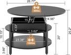FABATO Round Lift Top Coffee Table with Storage and Hidden Compartment, 26.77'' Farmhouse Coffee Table for Living Room Reception Room, 2 Tier Small Round Coffee Table Circle Dining Table, Black
