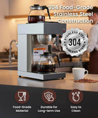 SYBO 12 Cup Coffee Maker Commercial, Pour Over Coffee Maker Brewer, Industrial Stainless Steel Cafetera with 2 Warmers