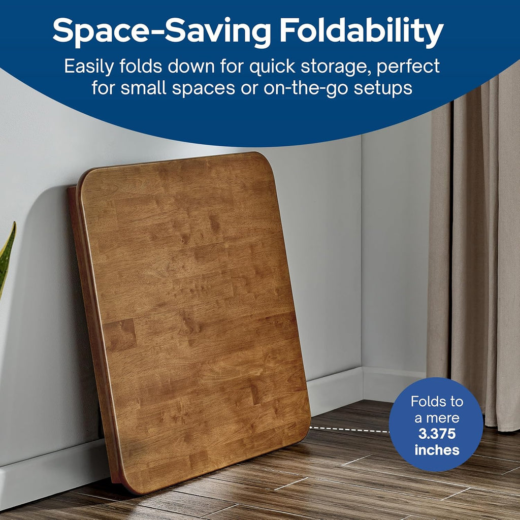 MECO Stakmore Classic Straight Edge Square Wood Folding Card Table, 32" x 32", Fruitwood - Foldable Wooden Tabletop Furniture for Cards, Board Games, Dining, and Extra Seating