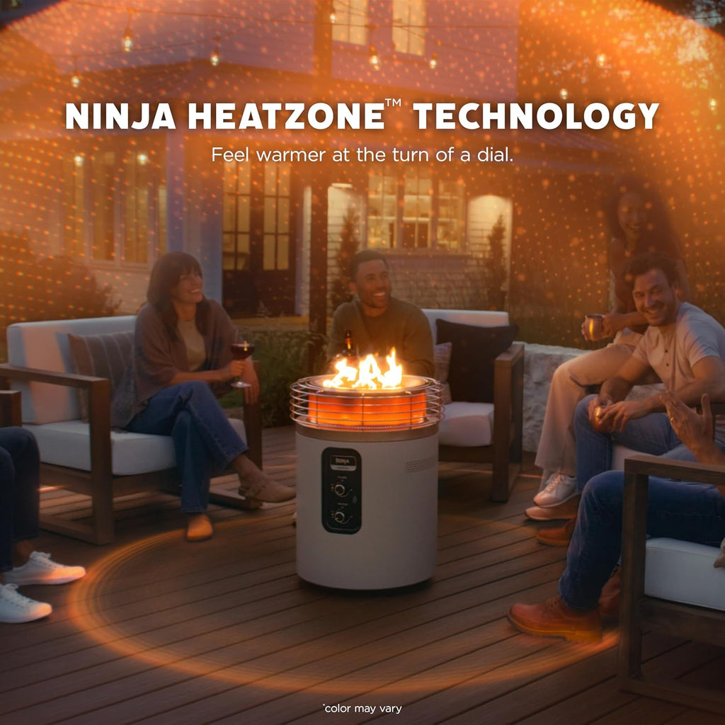 Ninja Fireside360™ Outdoor Heater & Fire Pit | 3 Modes: Flame  Heat  Flame & Heat | Portable for Patio  Deck  Camping  Beach | Easy Control Smokeless Flames | Push to Start Ignition | Black | OF101BK
