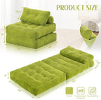 HABUTWAY Folding Sofa Bed, Convertible Sleeper Chair Bed w/Dual-Pillow & Handle, Foldable Floor Sofa Lounge w/Back Support for Living Room, Bedroom, Apartment, Office, Single, Green