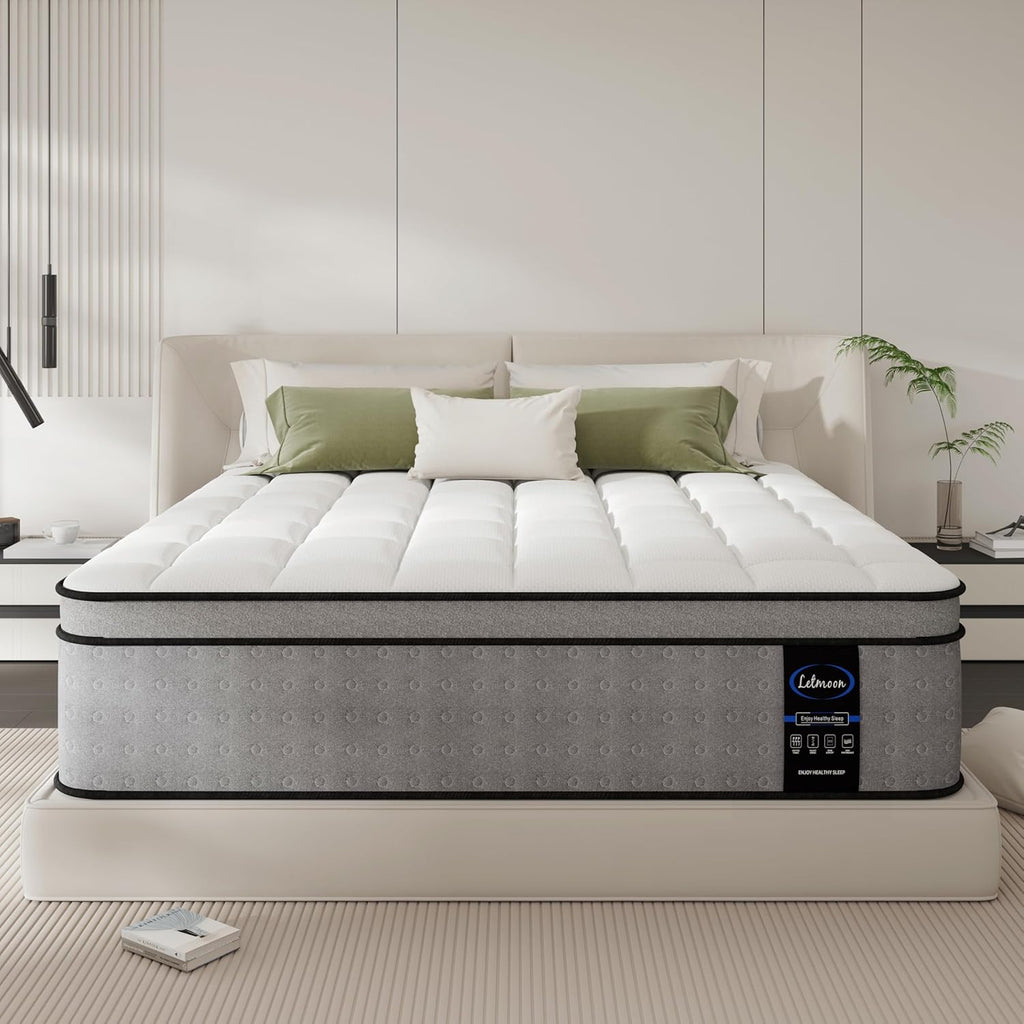 ETMOON 12 Inch Twin XL Mattress, Hybrid Memory Foam Mattress, Medium Firm for Side & Back Sleepers, Motion Isolation, Reinforced Edges, Targeted Back Support, No Fiberglass, Bed in a Box
