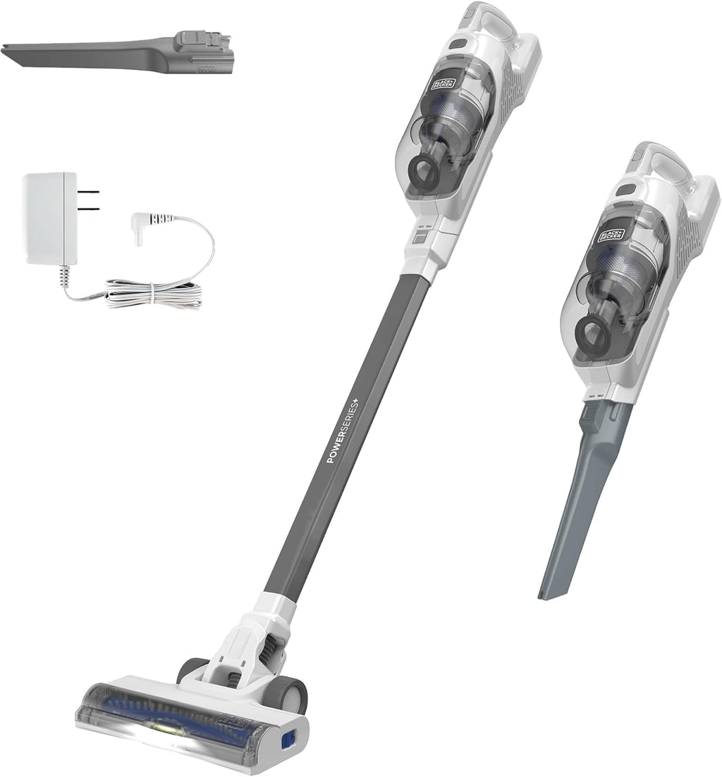 BLACK+DECKER POWERSERIES 16V MAX Stick Vacuum Cordless Rechargeable with LED Lights,Portable Vacuum Cordless, Lightweight, Anti-Tangle, Self-Standing, Multi-Surface, White (BHFEA420J)