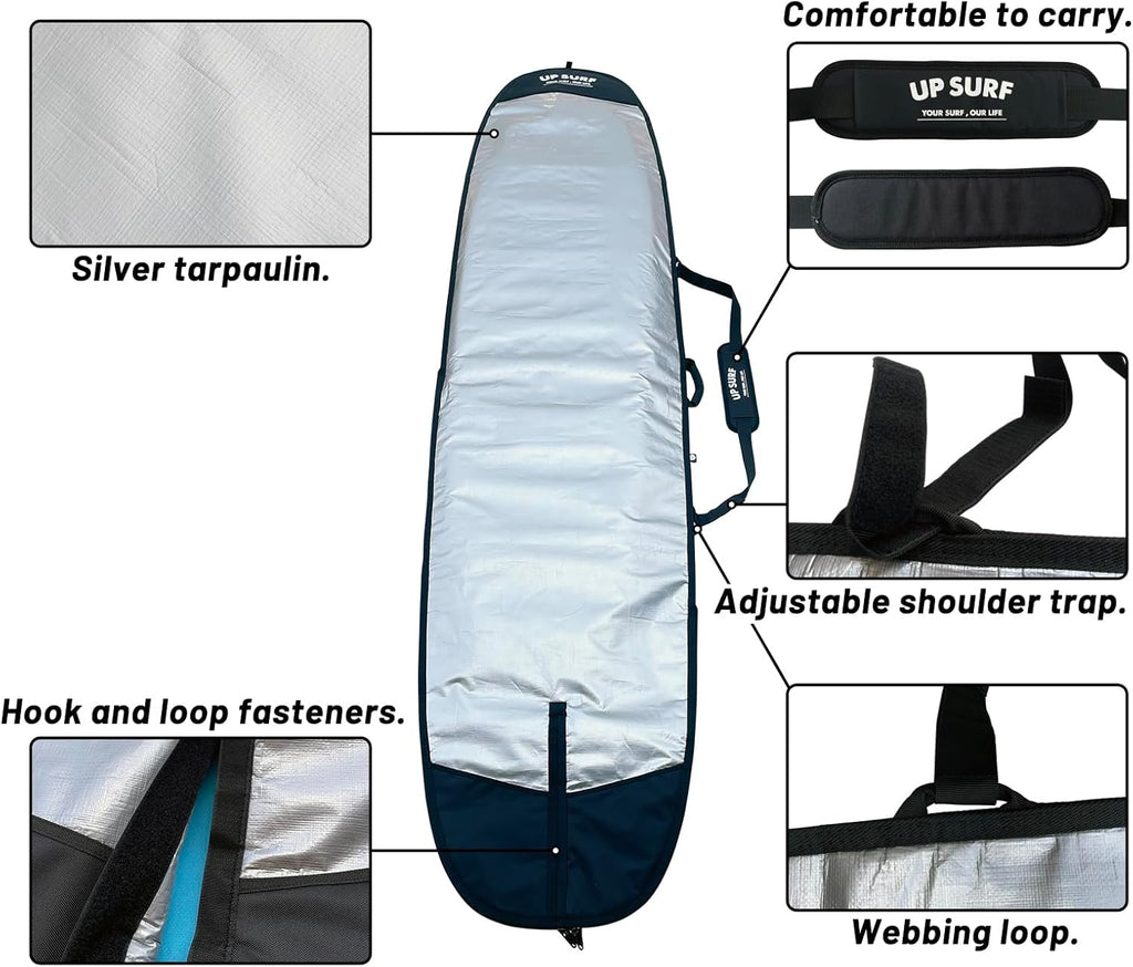 UP SURF Surfboard bag, Daylight Bags for Longboard, Size 8’6”,9’2”,9’6", Surfboard cover for Storage and Transport Surfboard