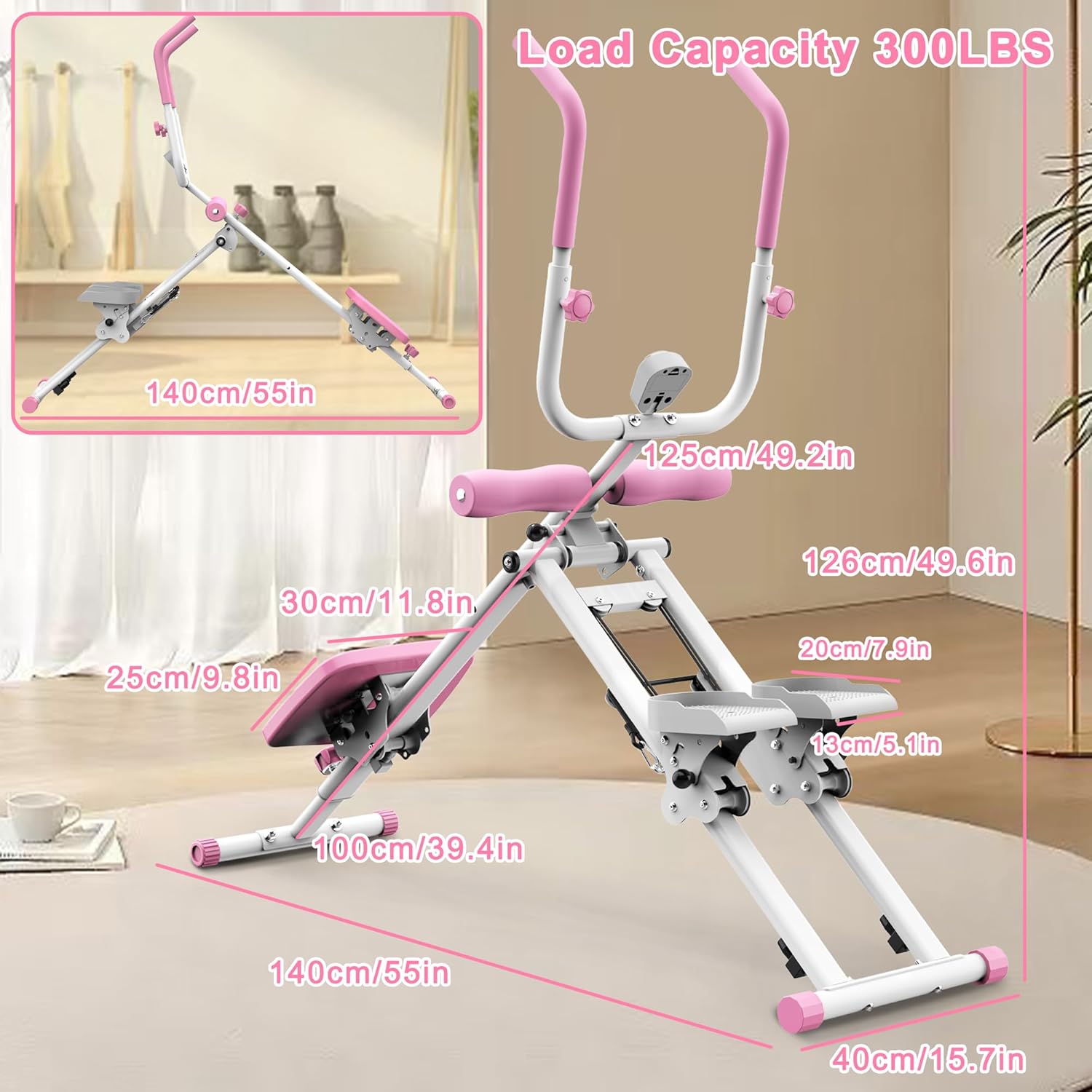 2 in 1 Stair Stepper and Ab Workout Machine, High Efficiency Stair Climber & Ab Trainer, Multi-Function Home Gym Equipment for Full Body Workout, Cardio and Core Training