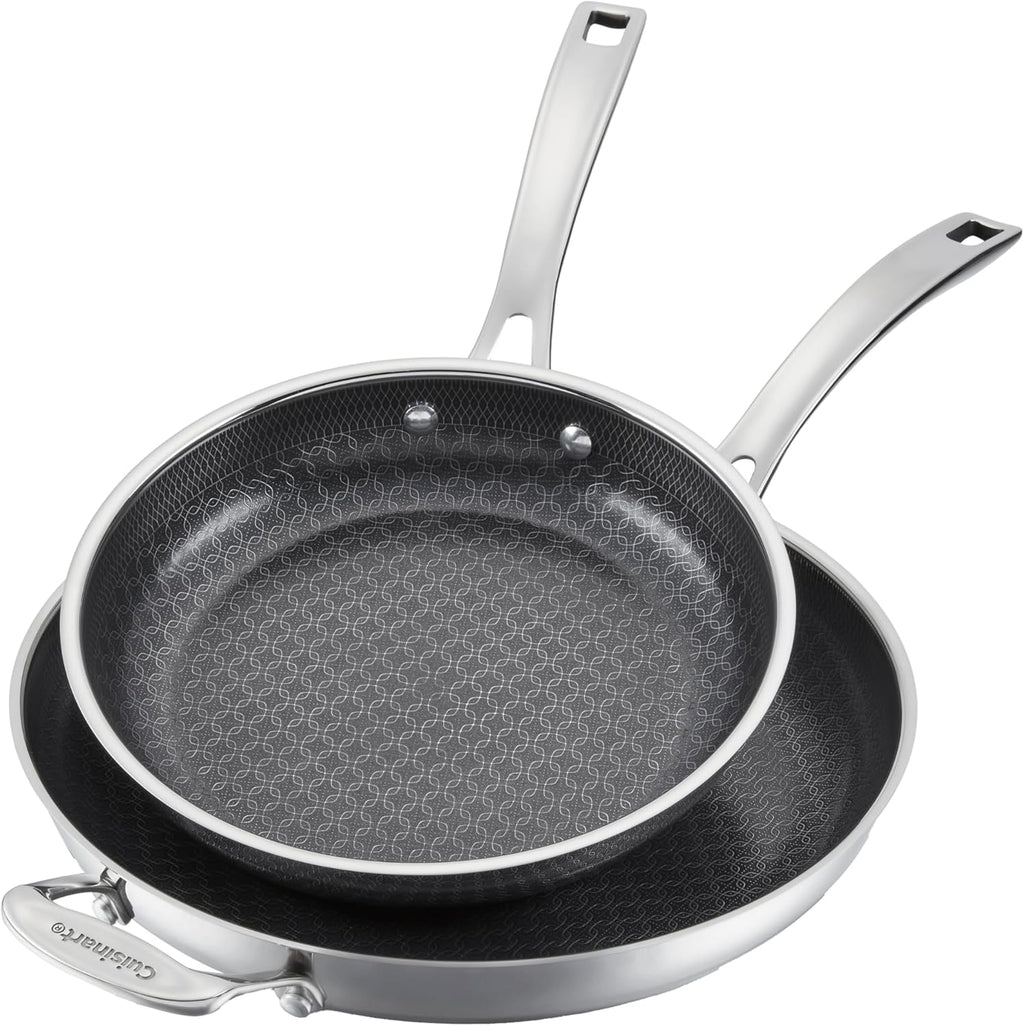 Cuisinart FusionPlus Hybrid Nonstick Stainless Steel Cookware Set, 2-Piece Skillet Cooking Set with PFAS-Free PURELYSEAR Ceramic Non Stick Technology, Scratch Proof, Cool Grip Handles, Dishwasher Safe