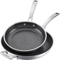 Cuisinart FusionPlus Hybrid Nonstick Stainless Steel Cookware Set, 2-Piece Skillet Cooking Set with PFAS-Free PURELYSEAR Ceramic Non Stick Technology, Scratch Proof, Cool Grip Handles, Dishwasher Safe