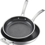 Cuisinart FusionPlus Hybrid Nonstick Stainless Steel Cookware Set, 2-Piece Skillet Cooking Set with PFAS-Free PURELYSEAR Ceramic Non Stick Technology, Scratch Proof, Cool Grip Handles, Dishwasher Safe