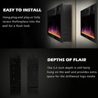 BOSSIN 60 inch Ultra-Thin Silence Linear Electric Fireplace, Recessed Wall Mounted Fireplace, Fit for 2 x 4 and 2 x 6 Stud, 12 Adjustable Flame Color & Speed,Touch Screen Remote Control with 8h Timer