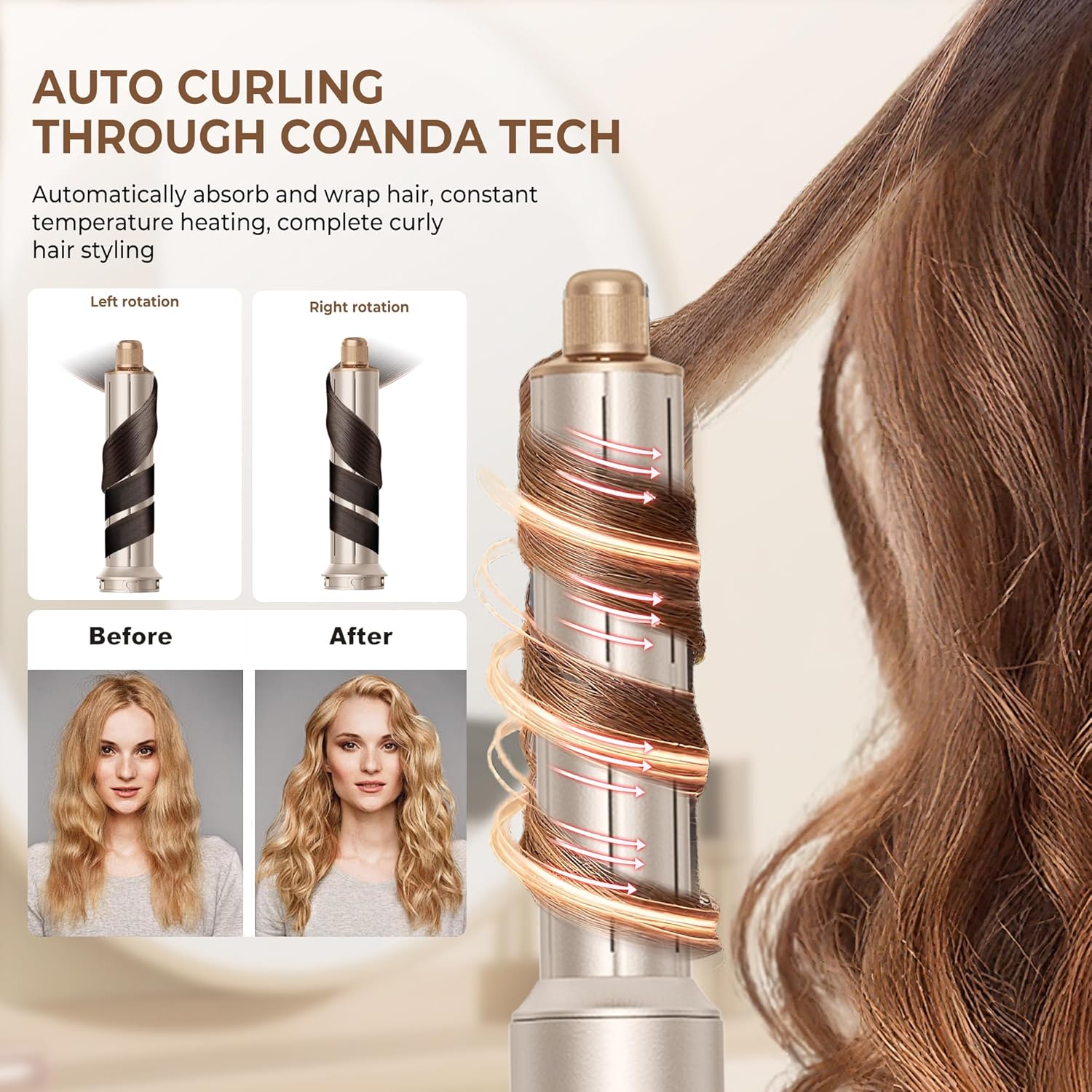 Ukliss 8 in 1 Hair Dryer Brush & Multi Hot Air Styler–Foldable 110,000 RPM Blow Dryer Brush Tool Set with Diffuser Auto-Wrap Curler for Fast Drying Curling Straightening Hair Daily Styling
