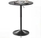 Magshion 23.5'' Round Adjustable Height Wood Bar Pub Table Adjustable Range 27.5"-36" Living Room Dining Room Bar Cocktail Table
