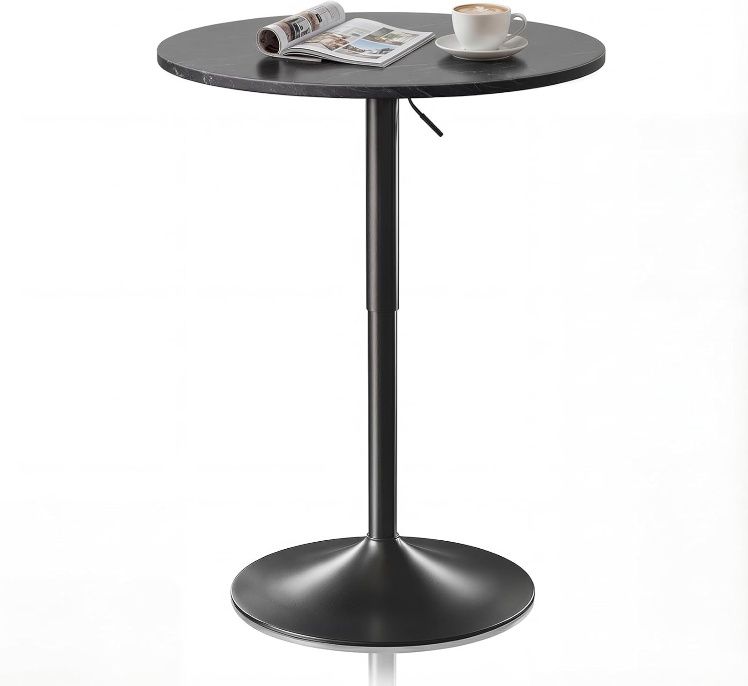Magshion 23.5'' Round Adjustable Height Wood Bar Pub Table Adjustable Range 27.5"-36" Living Room Dining Room Bar Cocktail Table