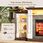 72'' Fireplace TV Stand with Outlet & LED, Electric Fireplace with Mantel, Entertainment Center with Storage for TVs Up to 80 Inch, 23'' Fireplace Heater Insert with 3D Flame Effect for Living Room