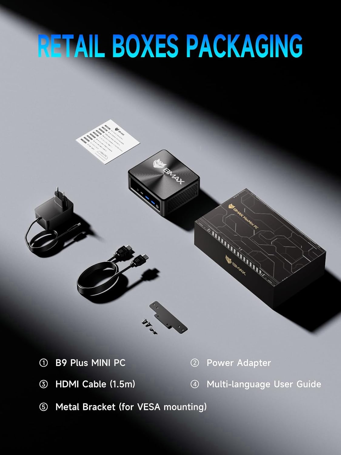 Bmax B9 Plus Mini PC with 12th Gen Intel Core i5-1235U | 24GB DDR5 RAM | 512GB NVMe SSD | Windows 11 | 2 x USB 3.2 | 4K Display Support | Wi-Fi 6 | Dual SSD Slots | Intel Mini Desktop Computers