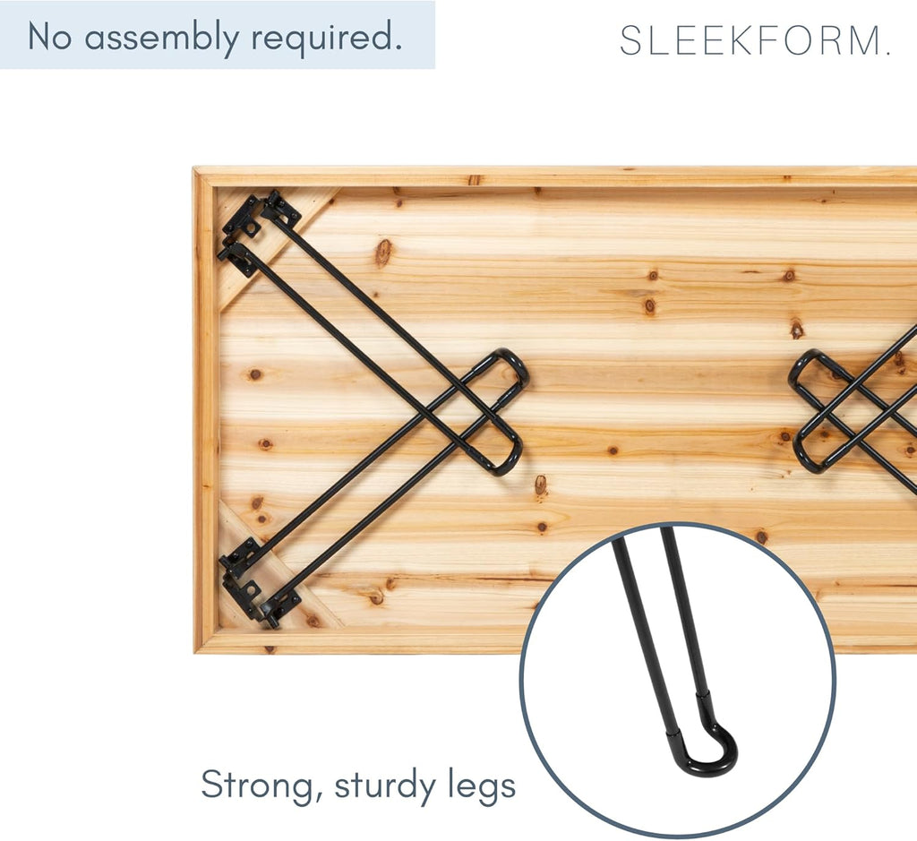 Sleekform Folding Wooden Coffee Table - Collapsible 20x40 Light Wood Mini Desk - Lightweight Foldable Coffee Table for Small Spaces - Fold Up Hairpin Legs - Birch Wood Finish