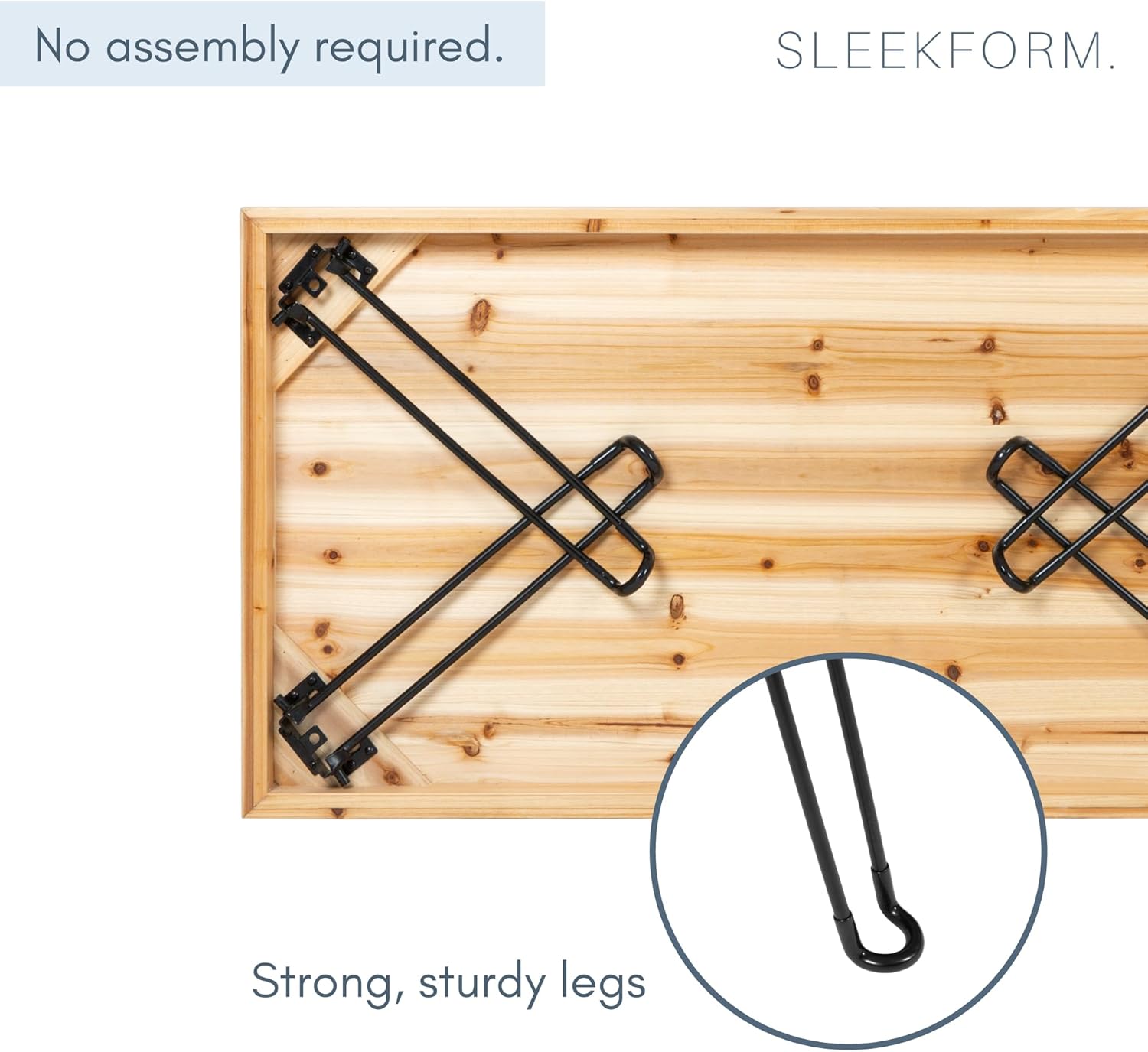 Sleekform Folding Wooden Coffee Table - Collapsible 20x40 Light Wood Mini Desk - Lightweight Foldable Coffee Table for Small Spaces - Fold Up Hairpin Legs - Birch Wood Finish