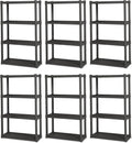 Sterilite 6-Pack 4 Shelf Unit, Heavy-Duty Shelving Storage and Utility Rack - Standing Plastic Organizer Shelves for Kitchen, Bathroom, and Garage