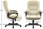 Furmax Office Executive Chair High Back Adjustable Managerial Home Desk Chair, Swivel Computer PU Leather Chair with Lumbar Support (1, Beige)