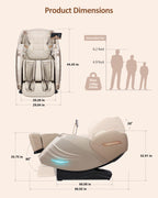 RELX Massage Chair Full Body, 15 Modes Zero Gravity SL-Track Shiatsu Massage Chair Built-in Heat System, Airbag Massage with Body Scan, Deep Yoga Stretch, Calfrest Extension and AI Control(Cream)