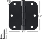 42 Pack Matte Black Door Hinges for Doors 3.5 x 3.5 Inch, Interior Rounded5/8 Radius Heavy-Duty Removable Pin Hinge for Standard Bedroom Office Hardware Guest Launtry Closet RV Shelter Shed