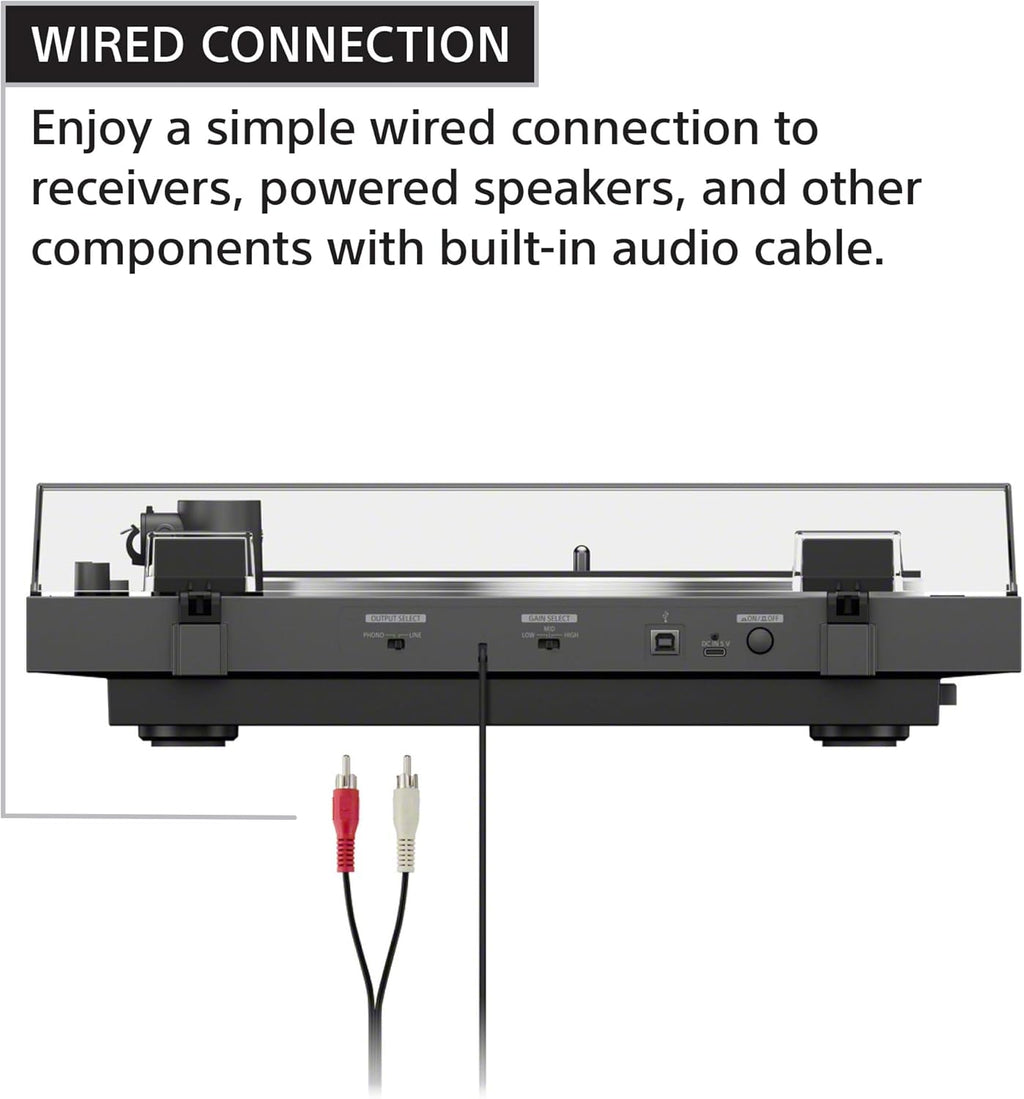 Sony PS-LX3BT Wireless Bluetooth Turntable (2026 Model) : Fully Automatic Belt Drive Vinyl Record Player with Built-in Phono EQ  Black