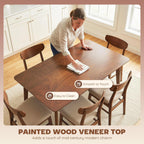 HOMCOM 47" Mid-Century Modern Dining Table for 4, Rectangular Kitchen Table with Wood Grain Finish, Tapered Legs, Wood Frame for Small Spaces, Dining Room, Apartment, Easy to Assemble, Walnut