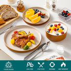 vancasso ONION Ceramic Plates and Bowls Sets, 24 Pieces Grey Dinnerware Sets for Kitchen, Reactive Glaze Dishes Set for 8, Dishwasher and Microwave Safe