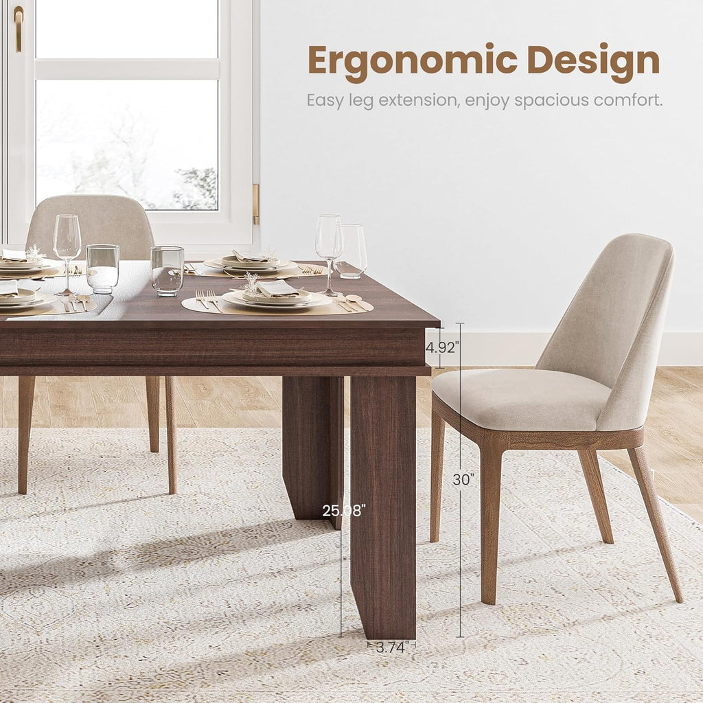GarveeHome Farmhouse Dining Table for 4-6 People, 63 in Long Kitchen Tables with Wooden Sturdy Frame, 5 ft Large Rectangular Dinner Table for Dining Room, Kitchen, Black, Brown Non-extendable