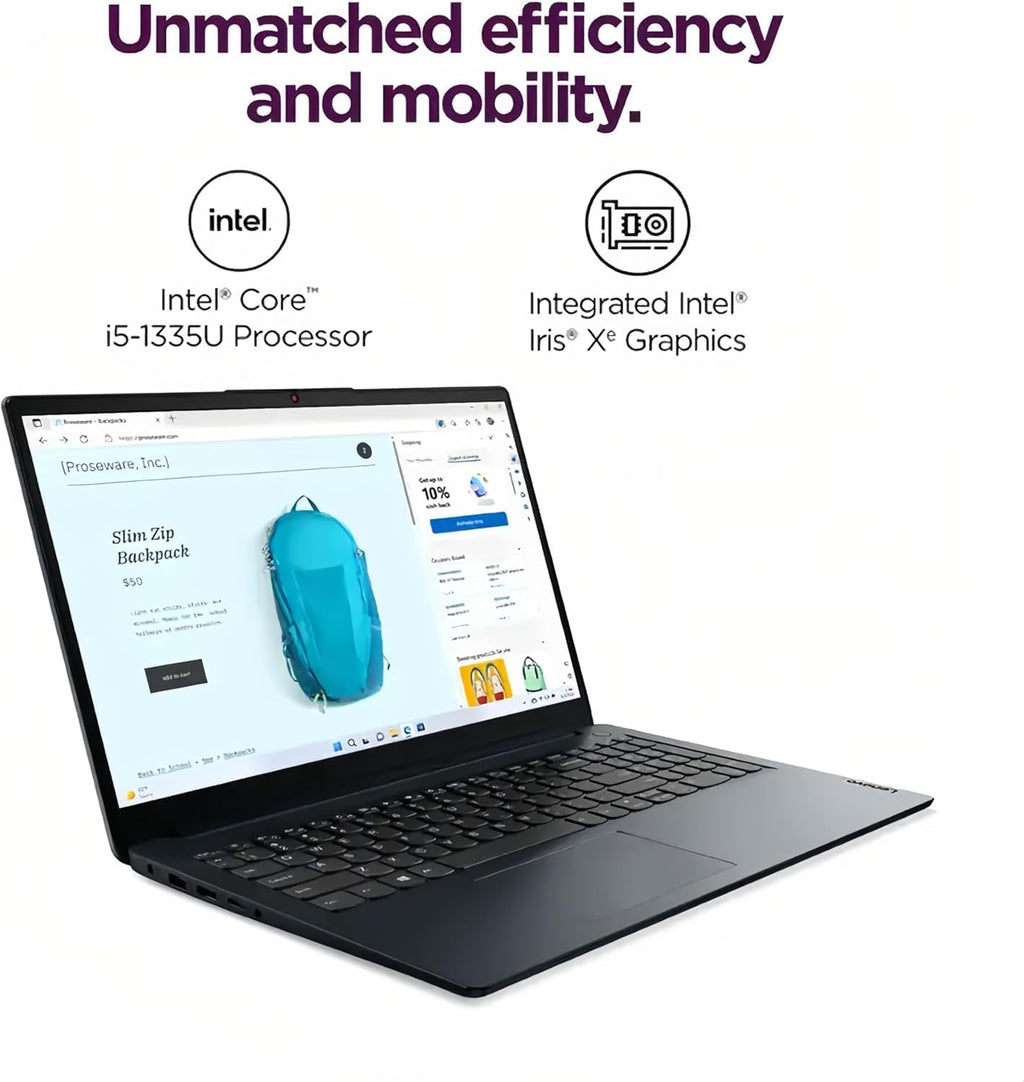 Lenovo IdeaPad Touchscreen Business Laptop  Intel 10-Core i5-1335U (Up to 4.6 GHz)  15.6" FHD Display  8GB RAM  256B SSD  Copilot AI-Ready  Wi-Fi 6  SD Card Reader  Windows 11 Home