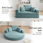 71" Boneless Couch Sofa Bed Oversized Round Couch 2-in-1 Foldable Floor Loveseat Sofa for Living Room and Apartment No Assembly (Sky Blue, 71")
