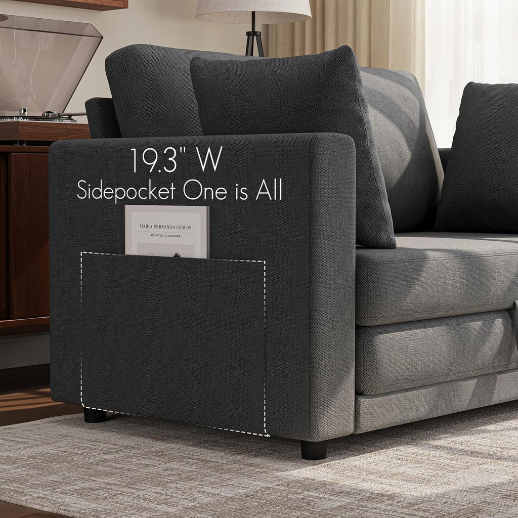 Loveseat Sofa Bed 51 in Folding Couch Bed for Small Space, 2 Persons Reading Chair & Kids Temporary Playing Bed Rest, Dark Gray