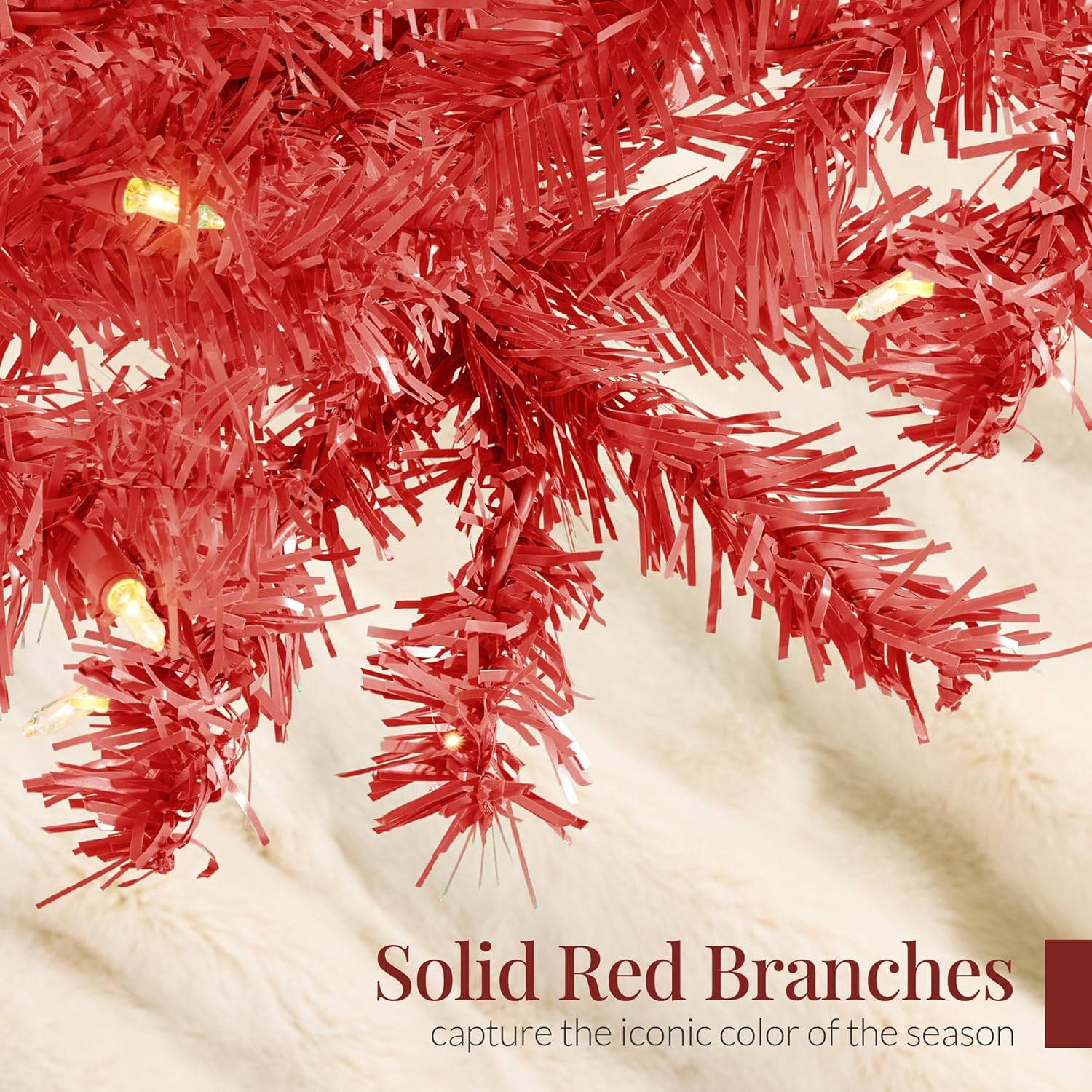Best Choice Products 7.5ft Pre-Lit Red Christmas Tree, Full Artificial Holiday Decoration w/ 1,350 Branch Tips, 550 Lights, Foldable Base