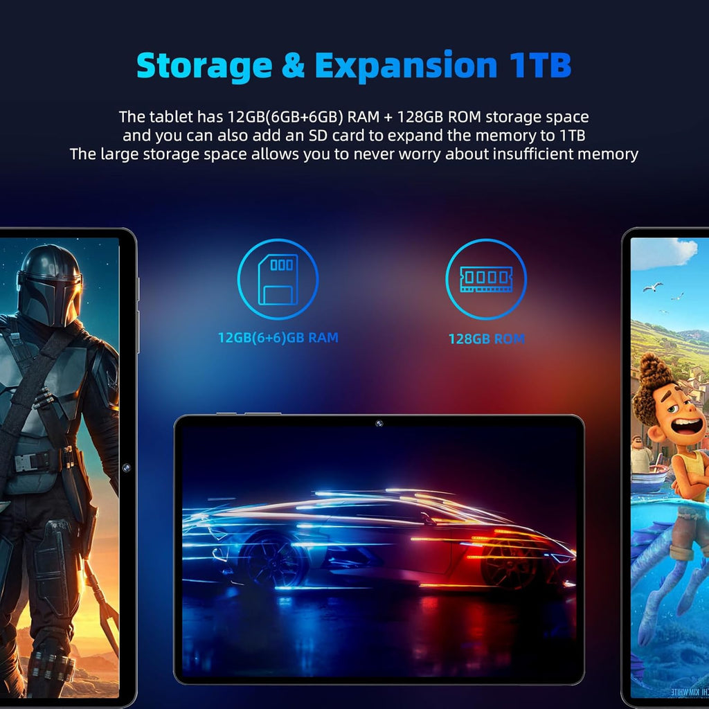 COLORROOM 2026 Android 16 Tablet 11inch, Face Unlock, 18W Fast Charging, 32GB+128GB+1TB Expand, Octa-core CPU, 8000mAh Large Battery, WiFi6, Touchscreen Display, Widevine L1 Tableta, Blue