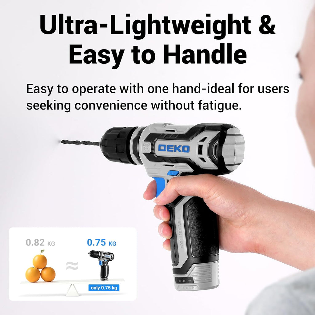 Tool Set: Tool Kit with 12V Cordless Drill, Hand Toolbox with storage case, Mechanic Tool set for Home Repairs, Blue