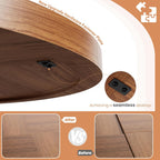 Garvee 47" Round Dining Table for 4-6 People - Circle Kitchen Dinner Table with Sturdy Pedestal Base, Space Saving Dinning Room Furniture for Living Room, Kitchen, Apartment, Light Walnut