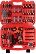 LLNDEI 1/4 Drive Socket Set 16V Brushless Impact Driver Kit, 108 PCS 6 point Metric Magnetic Nut Driver Set, including 1.5Ah Battery, Charger and a Self-Tapping Screws, Hex Drill Bits Can be Used