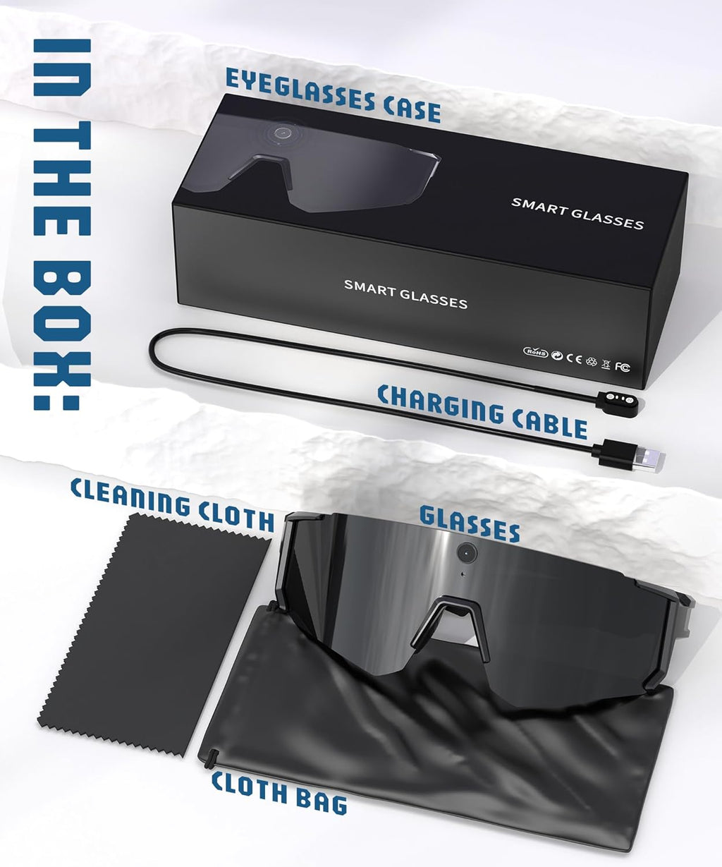 AI Smart Glasses with Camera 4K  Video Recording Glasses with Camera  Polarized Sports Sunglasses with EIS Stabilization  Dual Mic Noise Canceling  IP66  ChatGPT Enabled