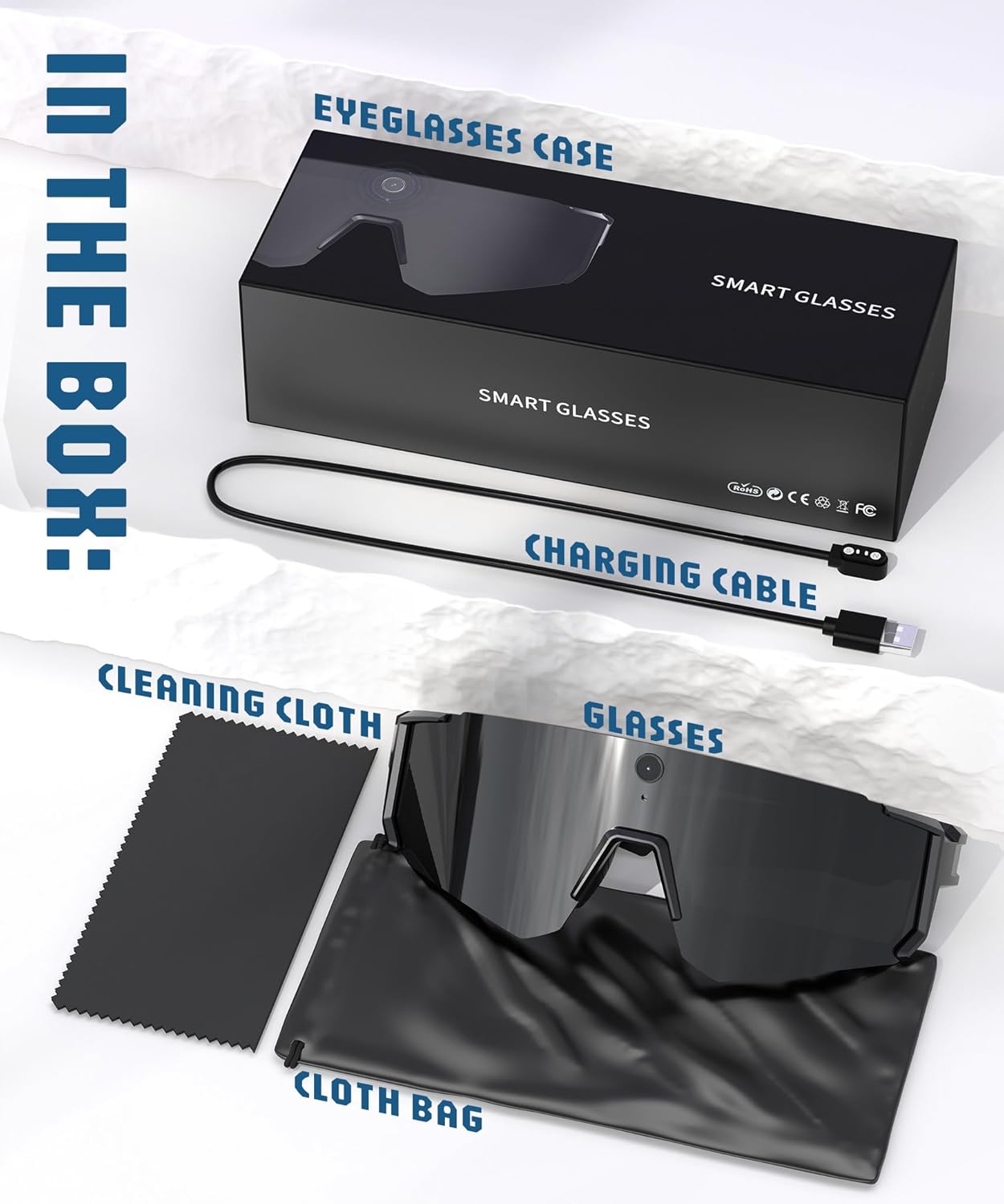 AI Smart Glasses with Camera 4K  Video Recording Glasses with Camera  Polarized Sports Sunglasses with EIS Stabilization  Dual Mic Noise Canceling  IP66  ChatGPT Enabled