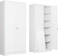 DEVAISE Garage Storage Cabinet, Metal Storage Cabinet, Lockable Steel File Cabinet, White for Home, Office, Garage, Shool, Gym