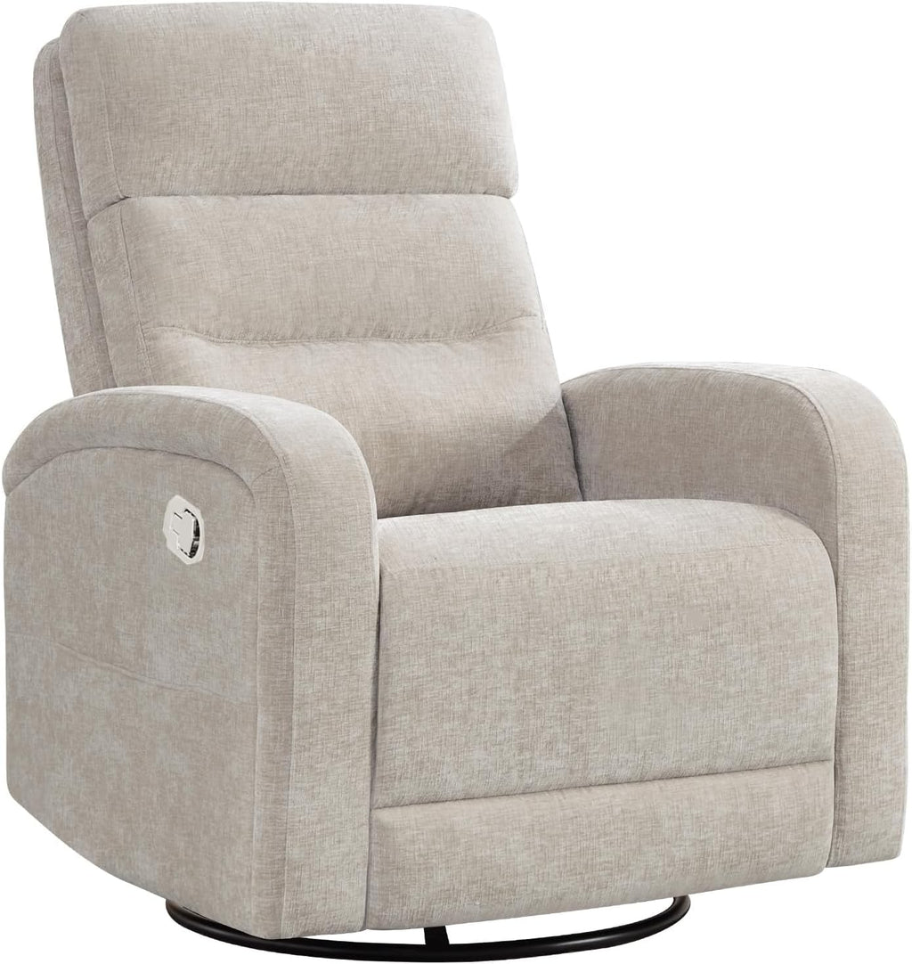 Swivel Rocker Recliner Glider Rocking Chair Nursery, Manual Swivel Recliner Chairs for Living Room, Camel Nursery Rocking Chairs Recliner, Chenille Fabric