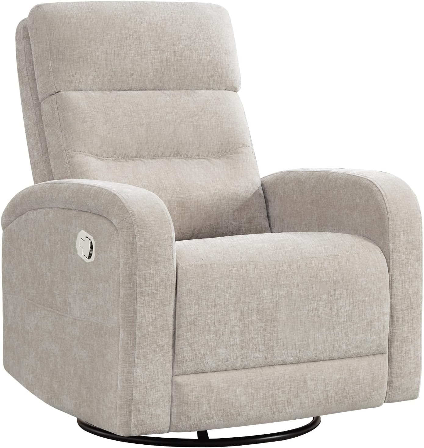 Swivel Rocker Recliner Glider Rocking Chair Nursery, Manual Swivel Recliner Chairs for Living Room, Camel Nursery Rocking Chairs Recliner, Chenille Fabric