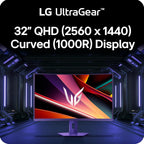 LG 32G600A-B 32-inch Ultragear QHD (2560 x 1440) Curved Gaming Monitor  180Hz  1ms  AMD FreeSync  HDMI  DisplayPort  Tilt/Height/Swivel Adjustable Stand  Black