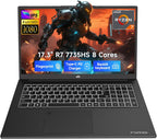 NIMO 2026 Gaming Laptop  17.3" FHD IPS Large Screen  AMD R7 7735HS (Up to 4.75 GHz  Beat i7-12650H) Computer with 16GB DDR5 RAM 256GB SSD  180° Vewing  Radeon 680M  Dual Fans  for Business  College